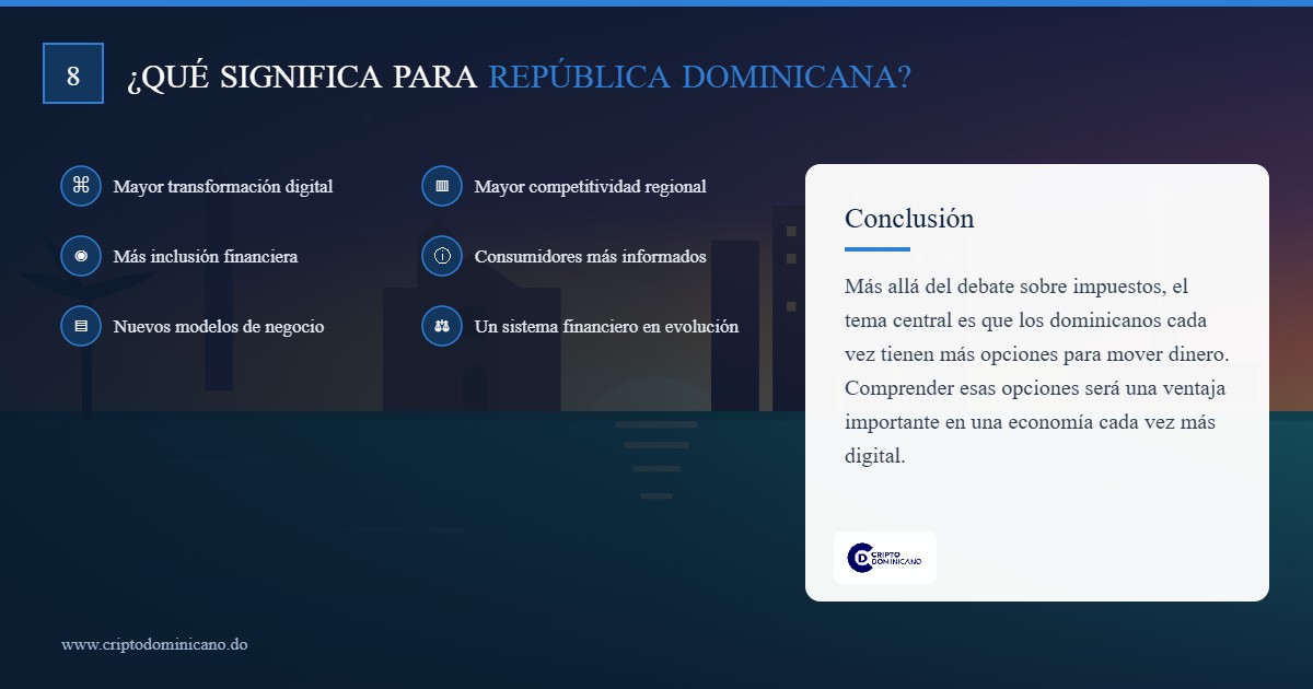 Skyline de Santo Domingo con las implicaciones del impuesto a las transferencias para la economía digital y la innovación financiera en República Dominicana